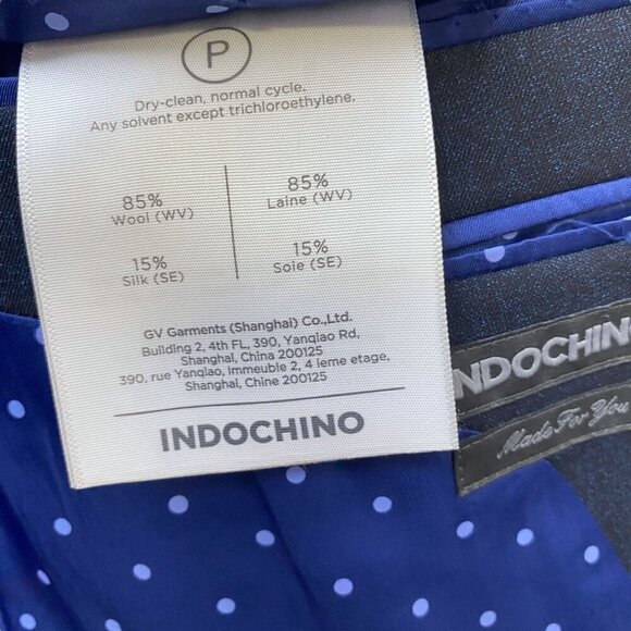 INDOCHINE Mens Blazer Navy Blue Sz 36 Approx. Wool Silk Blend All Season Bespoke - Picture 10 of 12